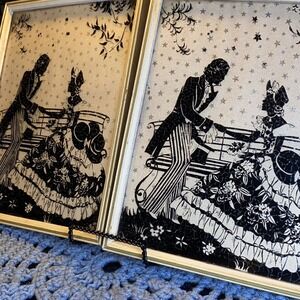 VTG Butterfly Effect Silhouette Colonial Sweethearts & Colonial Holiday Pictures